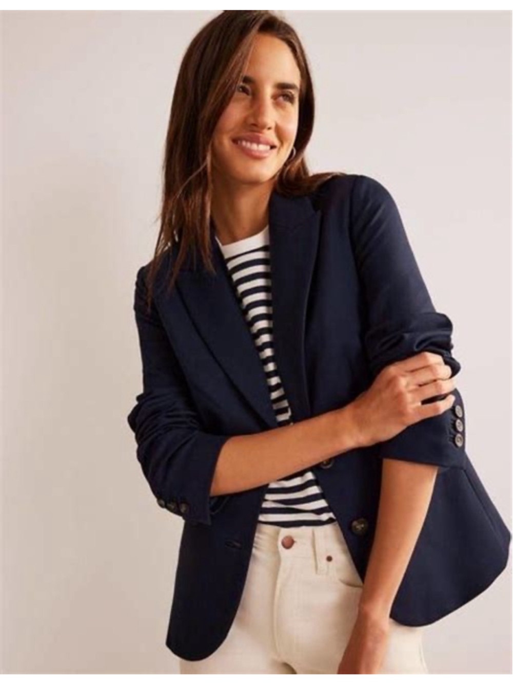 Women's Boden Semi-fitted Jersey Blazer Jacket Black Size 10